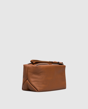 Ermenegildo Zegna Коричневий несесер зі шкіри оленя з логотипом BAGsh