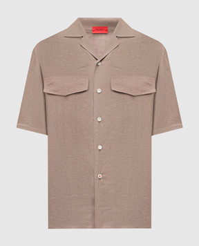 ISAIA Коричнева сорочка з льону CAM223P9110