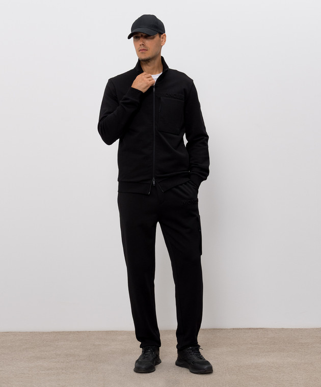 Moncler Чорна спортивна куртка з фактурним логотипом L20918G0000489AZY зображення 2