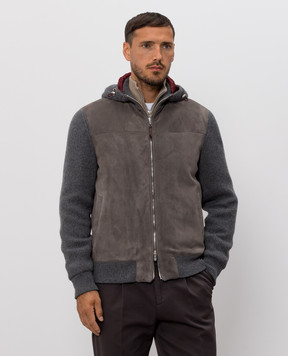 Brunello Cucinelli Серая комбинированная куртка MPCLF2053