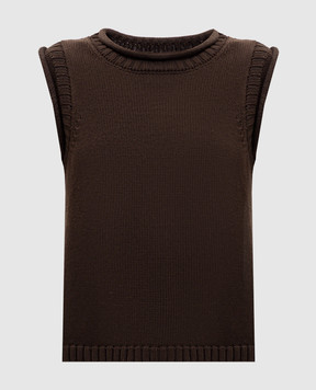 Loulou de Saison Коричневий жилет Effy з льону та шовку EFFY