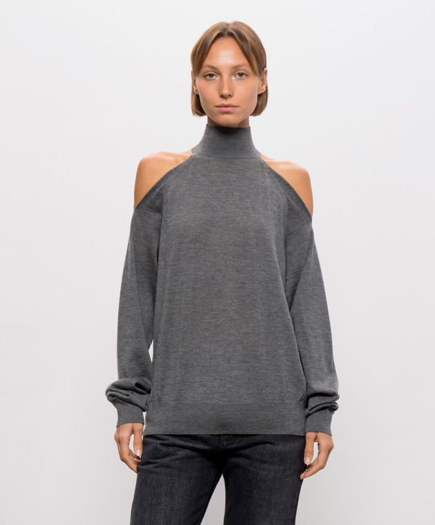 Fendi Серый гольф из кашемира с открытыми плечами FZXF62B1I6 изображение 3