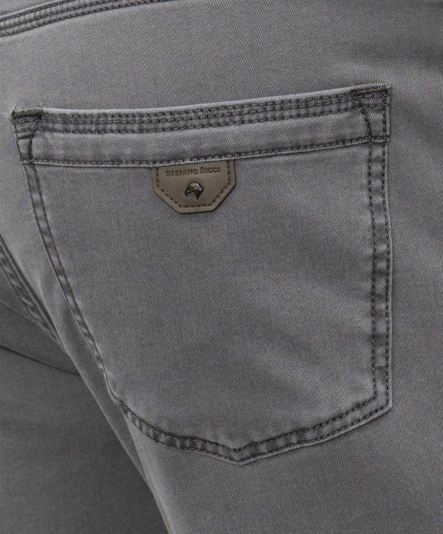 Stefano Ricci Серые джинсы с логотип патч MFT61B3090T109BK изображение 5