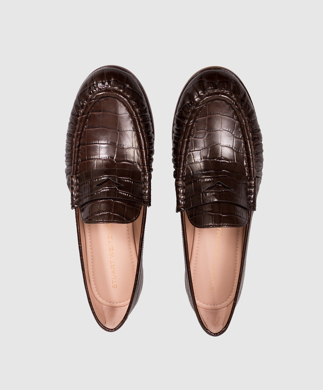 Stuart Weitzman Коричневые кожаные лакированные лоферы Spencer SO351 изображение 4