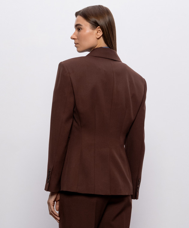 Brunello Cucinelli Коричневый двубортный жакет из шерсти MG5537243P изображение 4