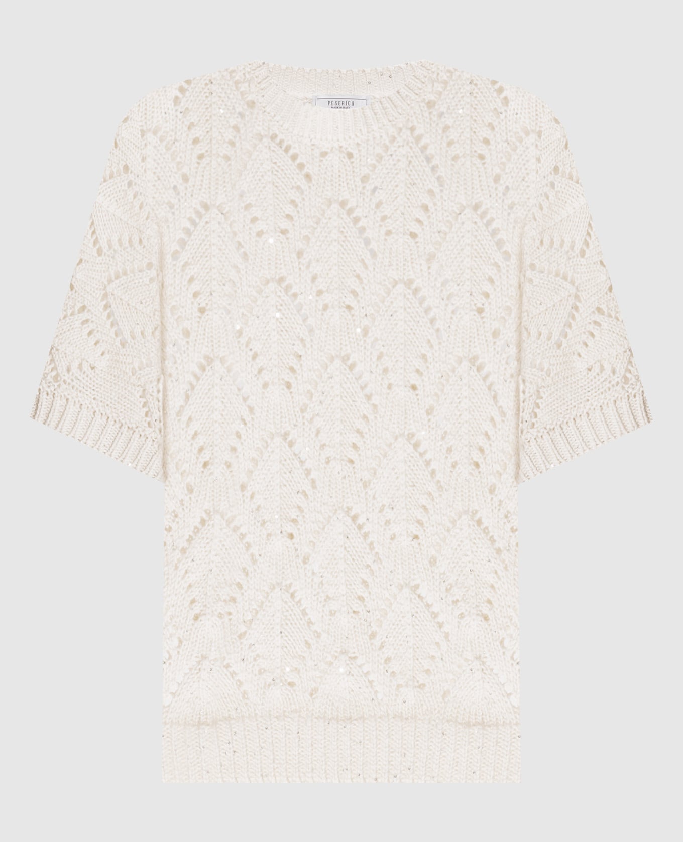 Белый ажурный топ с пайетками