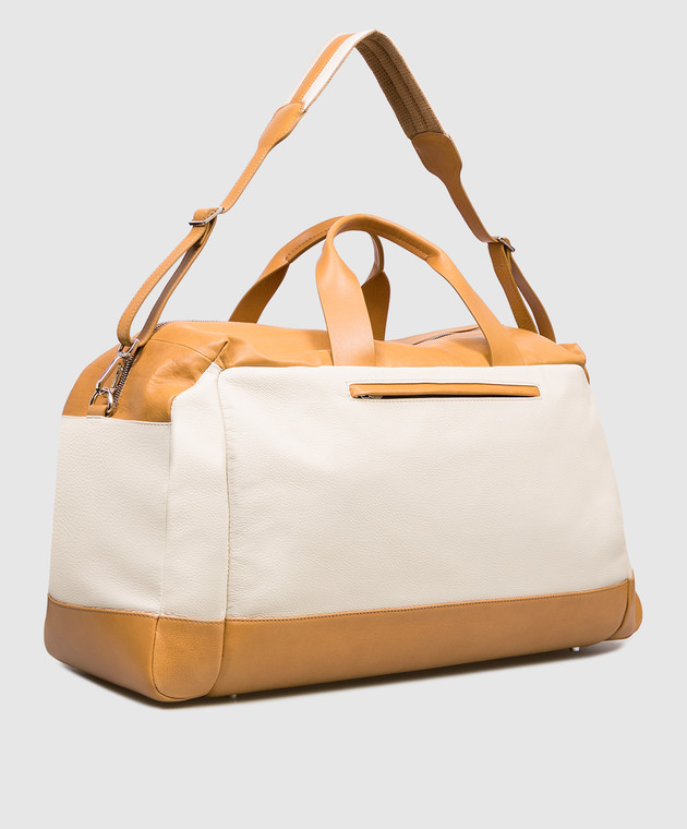 Brunello Cucinelli Шкіряна дорожня сумка Active кольору айворі MBATBU395 зображення 3