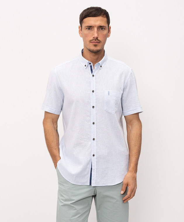 Florentino Блакитна сорочка з льоном 126729614818 зображення 3