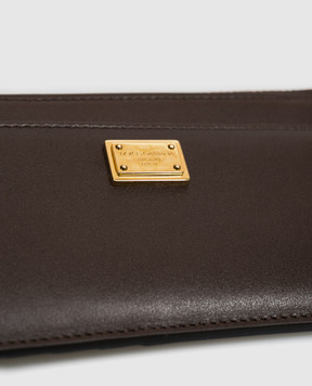 Dolce&Gabbana Коричневый кожаный картхолдер с пластиной логотипа BI1261A9S25