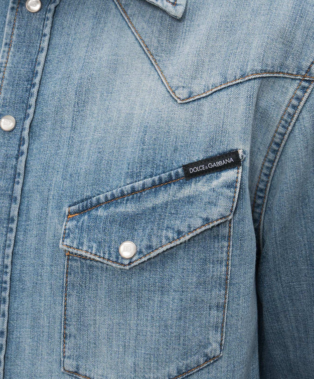 Dolce&Gabbana Синя джинсова сорочка з проріхами G5OD5DG8OJ3 зображення 5