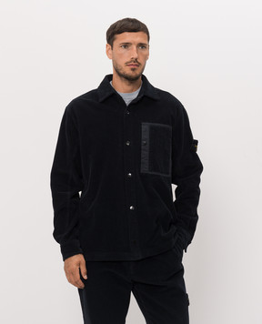 Stone Island Голубая вельветовая рубашка с патчем логотипа L2S151200016S0212