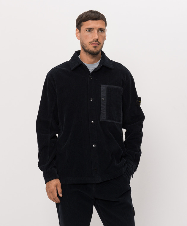 Stone Island Голубая вельветовая рубашка с патчем логотипа L2S151200016S0212 изображение 3