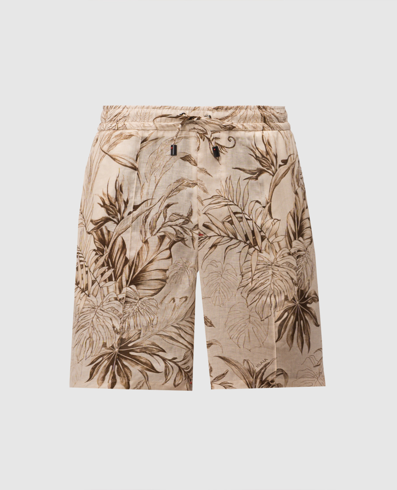 

Бежевые шорты из льна в принт, Бежевый, Шорты