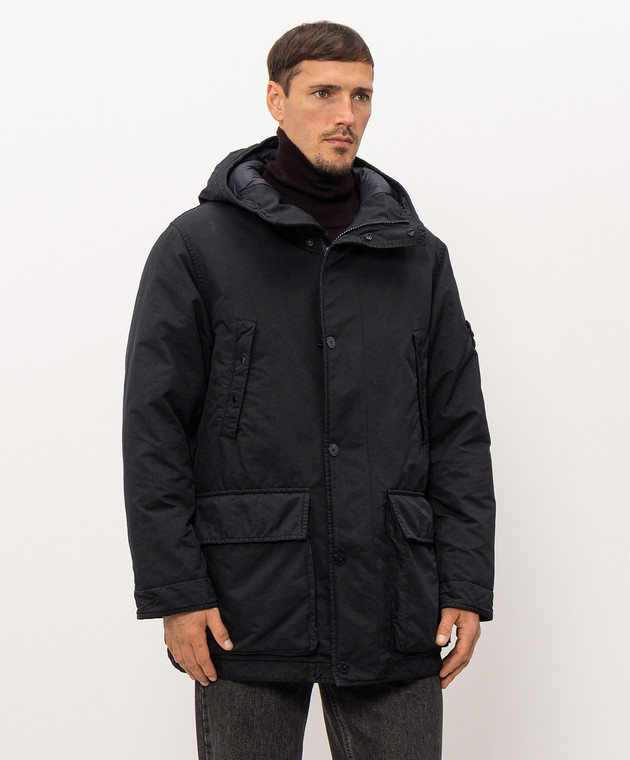 Stone Island Синя пухова парка з патчем логотипа L2S154100062S0F27 зображення 3