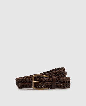 Brunello Cucinelli Коричневый кожаный плетеный ремень MAUUC344