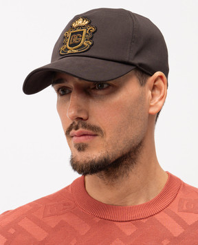 Dolce&Gabbana Коричнева кепка з нашивкою монограми логотипа DG GH931ZFUFKQ