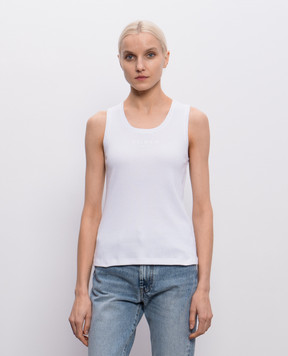 Balmain Белая майка в рубчик GF0EB075BD10