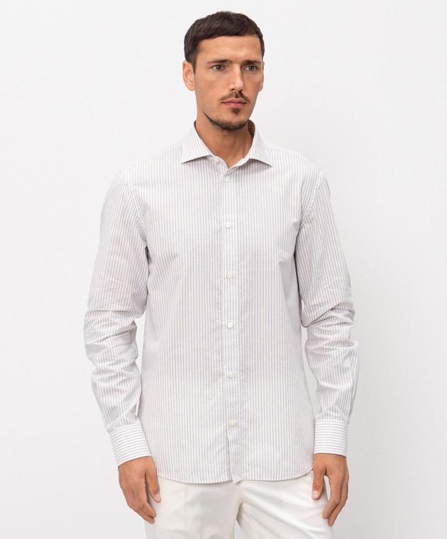 Peserico Рубашка цвета айвори в полоску R56042L1RD00597 изображение 3