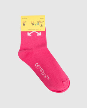 Off-White Детские розовые носки с узором эмблемы OGRA004F25KNI001