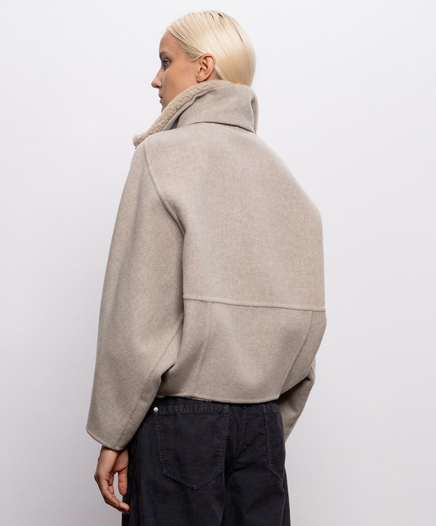 Brunello Cucinelli Бежевая куртка из шерсти и кашемира с мехом MD5327555 изображение 4