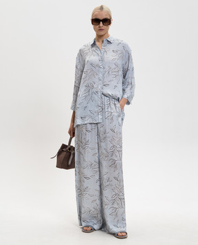 Peserico Блакитна блуза в принт з ланцюжком моніль A0640104742