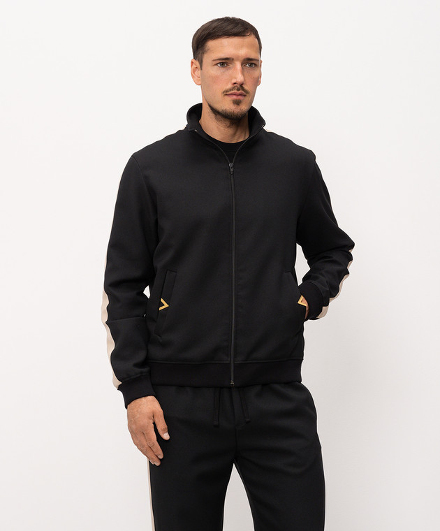 Valentino Чорна спортивна куртка з тасьмою 9V3MF30FBGQ зображення 3