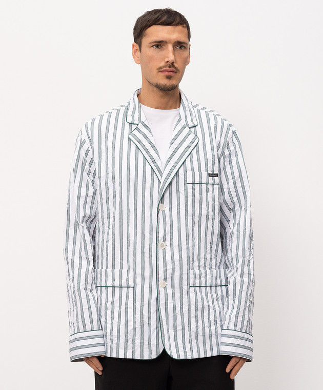 Dolce&Gabbana Біла сорочка в смужку в піжамному стилі G2WK2TFRMD9 зображення 2
