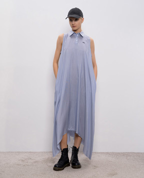 Vetements Голубое платье из шелка в полоску с логотипом WE76DR379N