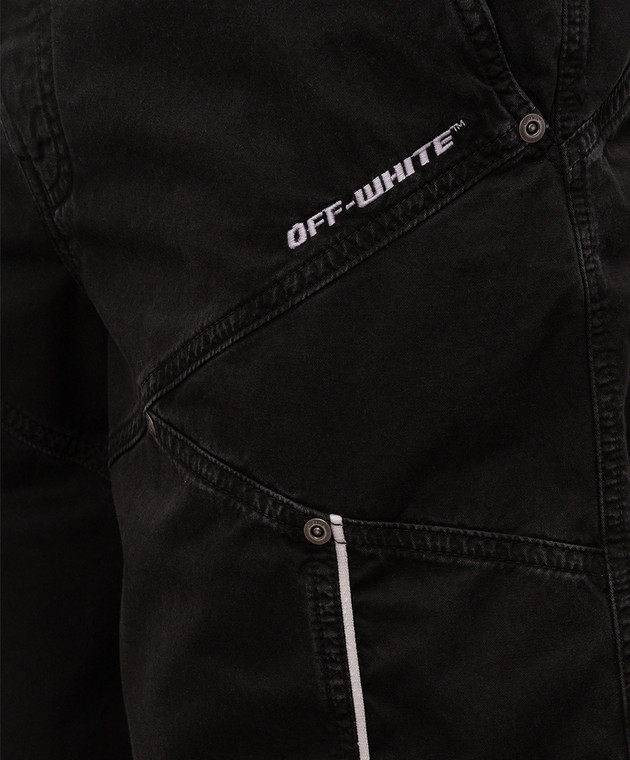 Off-White Черные джинсовые шорты с контрастным логотипом 44XCS006S26F001 изображение 5