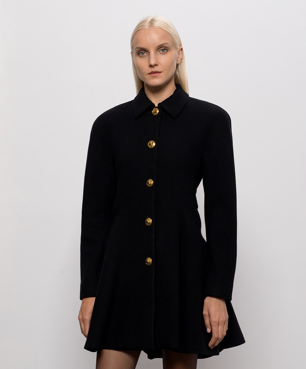 Versace Черное пальто из шерсти 10265661A19092 изображение 3