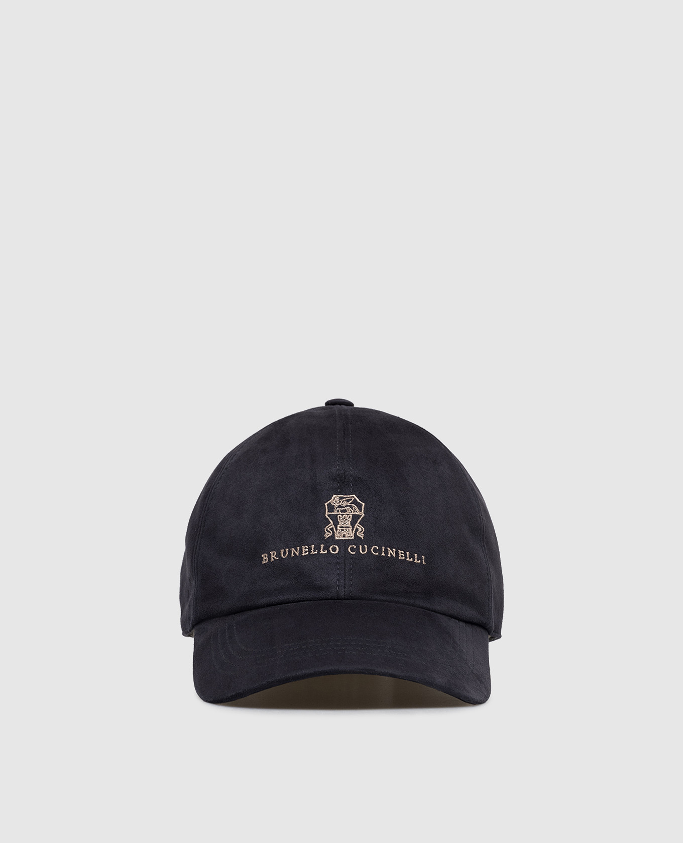 Замшевая синяя кепка с вышивкой логотипа