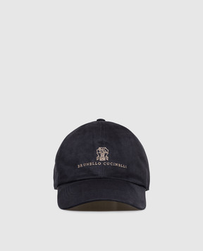 Brunello Cucinelli Замшева синя кепка з вишивкою логотипа MPCLF9850