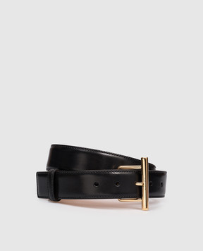 Alexander McQueen Чорний шкіряний ремінь T-bar 8044991BR0G
