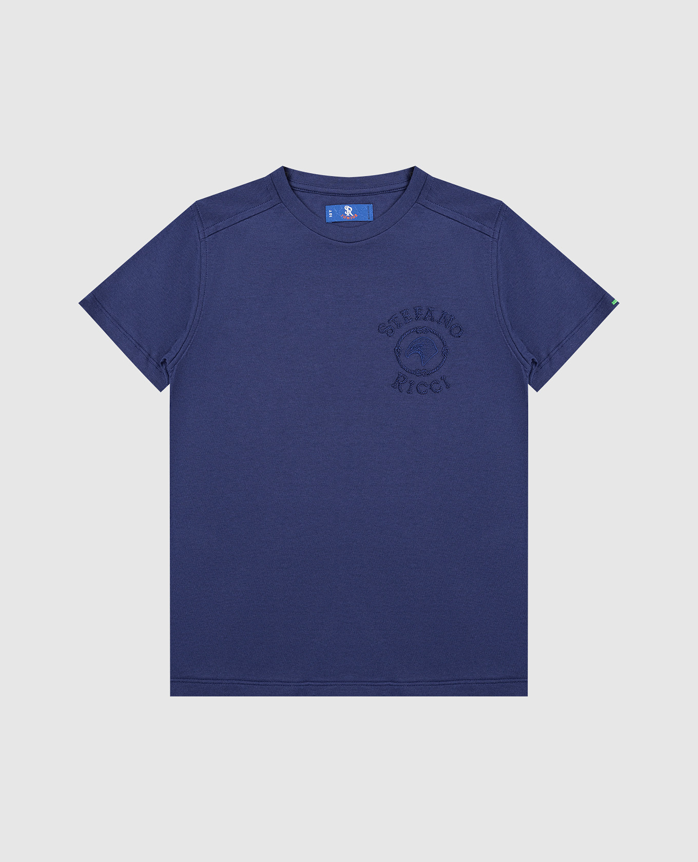 Детская синяя футболка с вышивкой логотипа