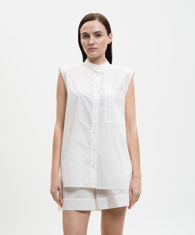 Solotre Белая рубашка без рукавов M1AB0063 изображение 3