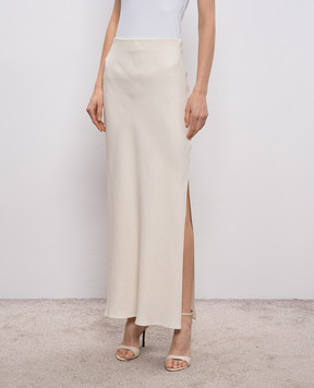 Brunello Cucinelli Юбка цвета айвори с льном MH126G3396