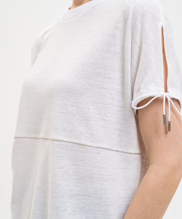 Peserico Белая футболка с леном S06431J02707B изображение 5
