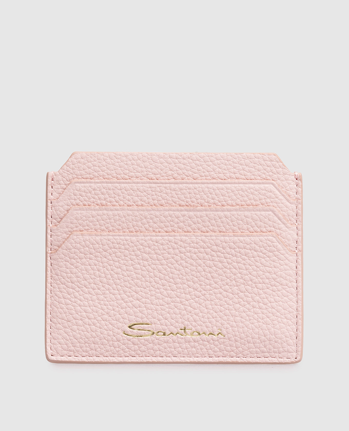 Розовый кожаный картхолдер с принтом логотипа