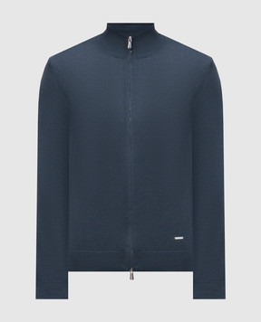 Enrico Mandelli Синій кардиган з шовком 3K033A5645