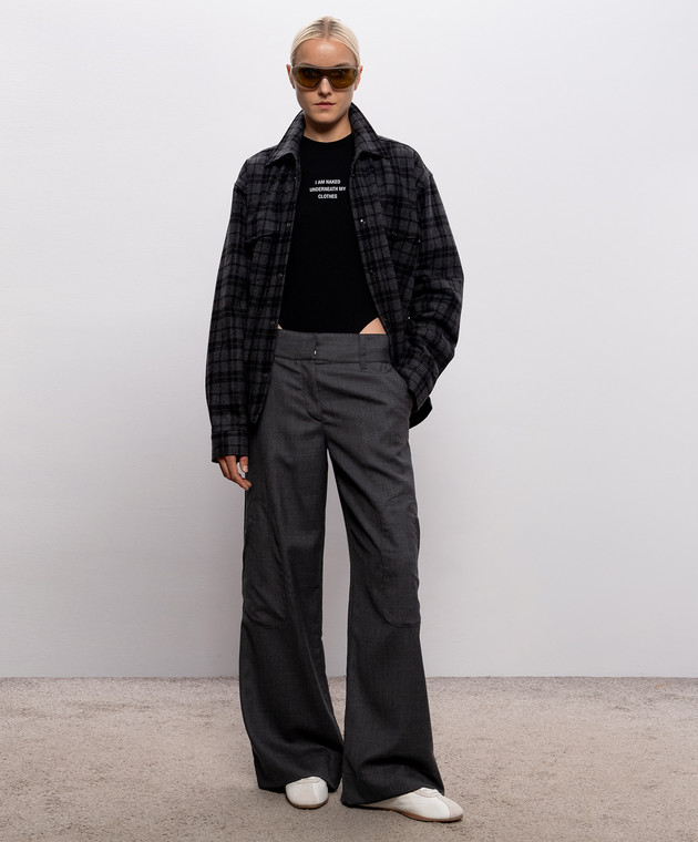 Vetements Серая куртка в стиле рубашки с шерстью в клетку MH27SH065GCw изображение 2