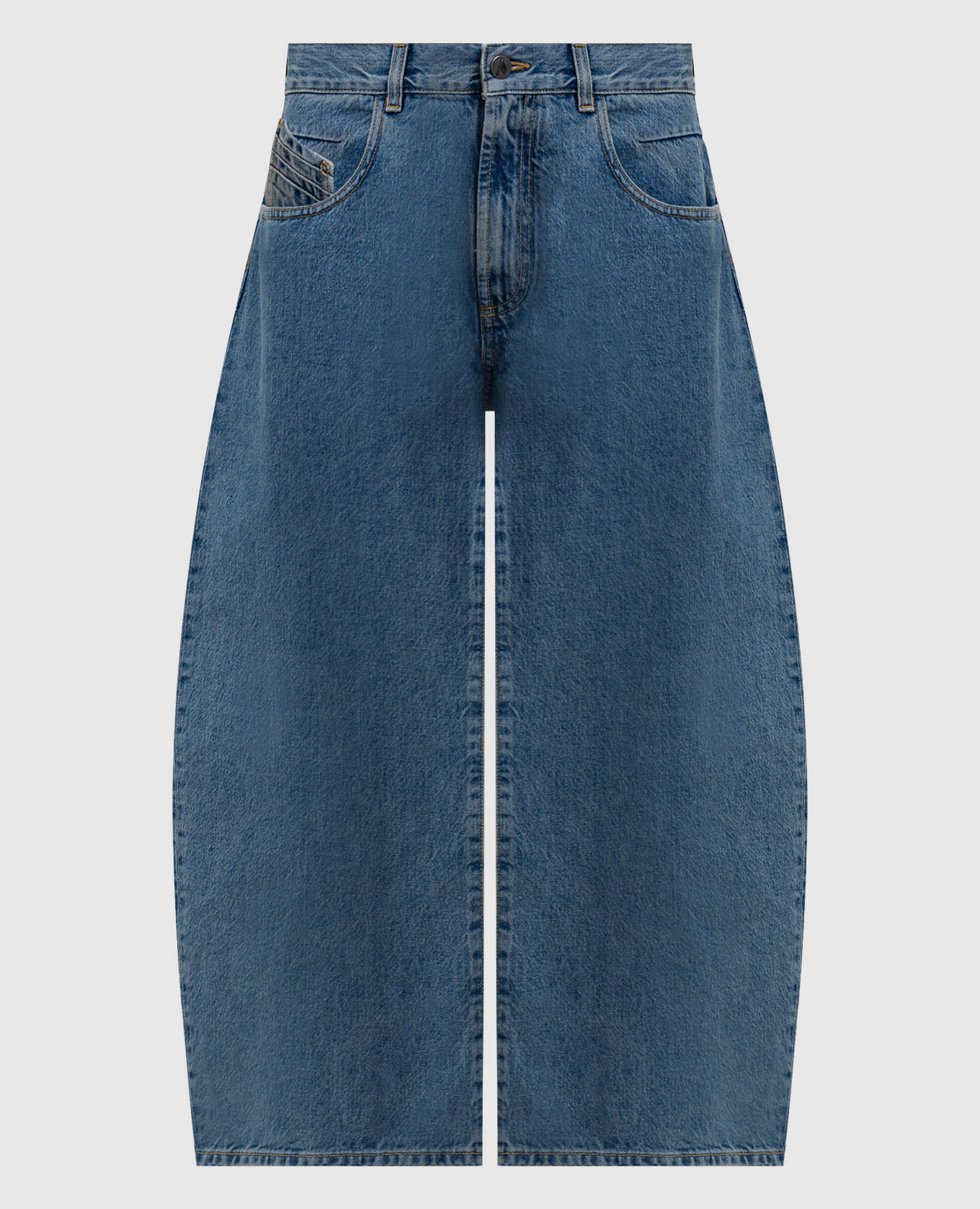 

Синие джинсовые кюлоты с логотипом патча, Синий, Укороченные джинсы