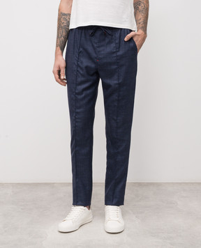 ISAIA Синие брюки из шерсти, кашемира, шелка и льна PNC01698840