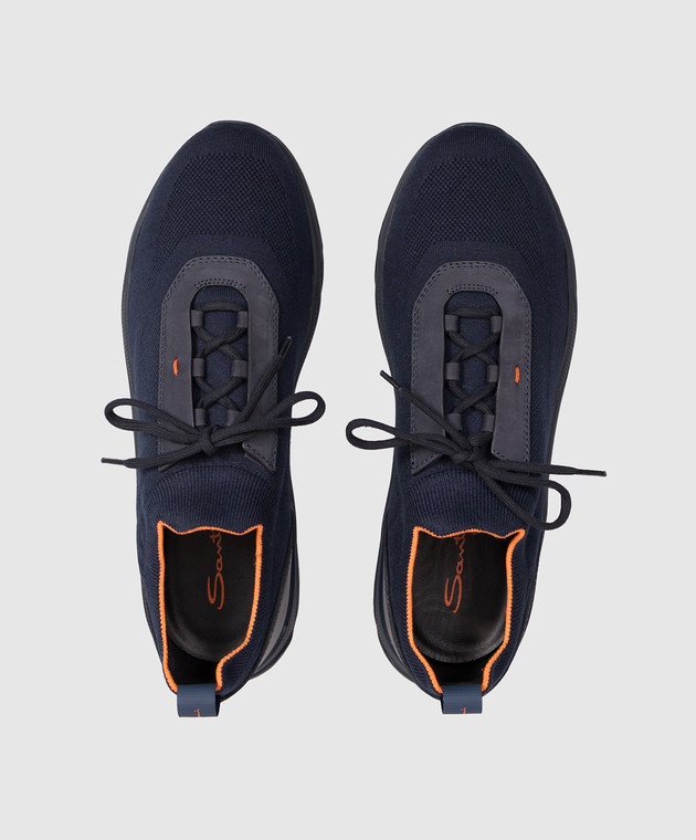 Santoni Синие кроссовки MBIO21601NOTNHOD изображение 4