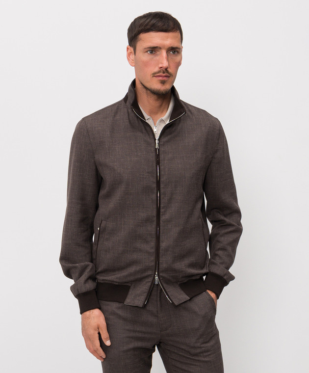 Enrico Mandelli Коричневая куртка из шерсти, шелка и льна 3T501B6020 изображение 3