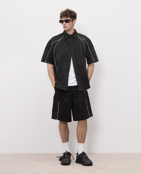 Off-White Чорна сорочка з вишивкою логотипа 44XGG01IS26F001