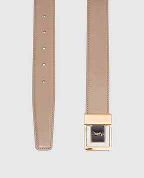 Saint Laurent Бежевый кожаный пояс Cassandre 732556AAB25