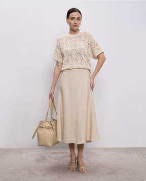 Peserico Бежевый ажурный топ с пайетками A99079F0309110