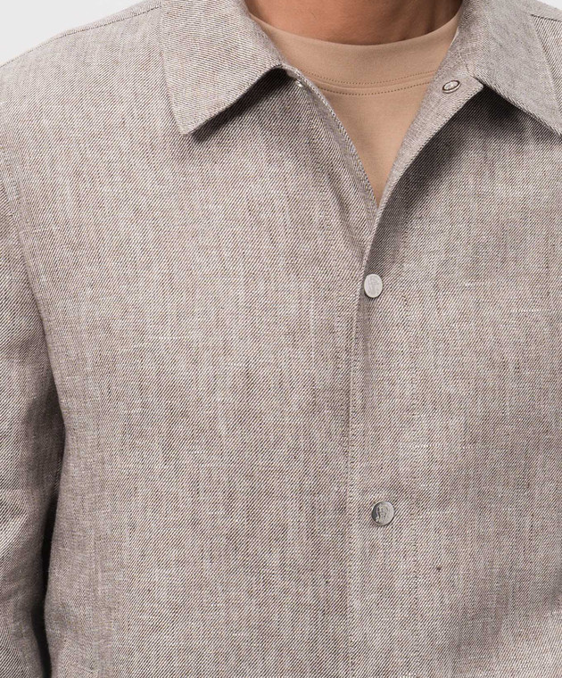 Brunello Cucinelli Сіра куртка з конопель та льону MH5486589P зображення 5