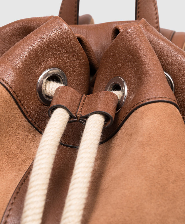 Brunello Cucinelli Коричневий замшевий рюкзак з нашивкою логотипа MBDMBU433P зображення 4