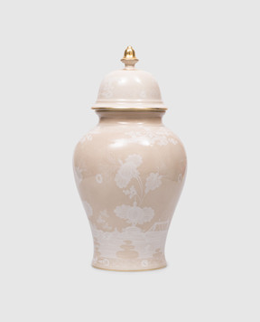 Ginori 1735 Бежевая фарфоровая ваза Potiche с крышкой 016RG02FA5356LX0380